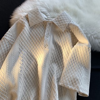 Áo Thun polo Ngắn Tay Họa Tiết Dập Nổi Thời Trang Cao Cấp Cho Nam