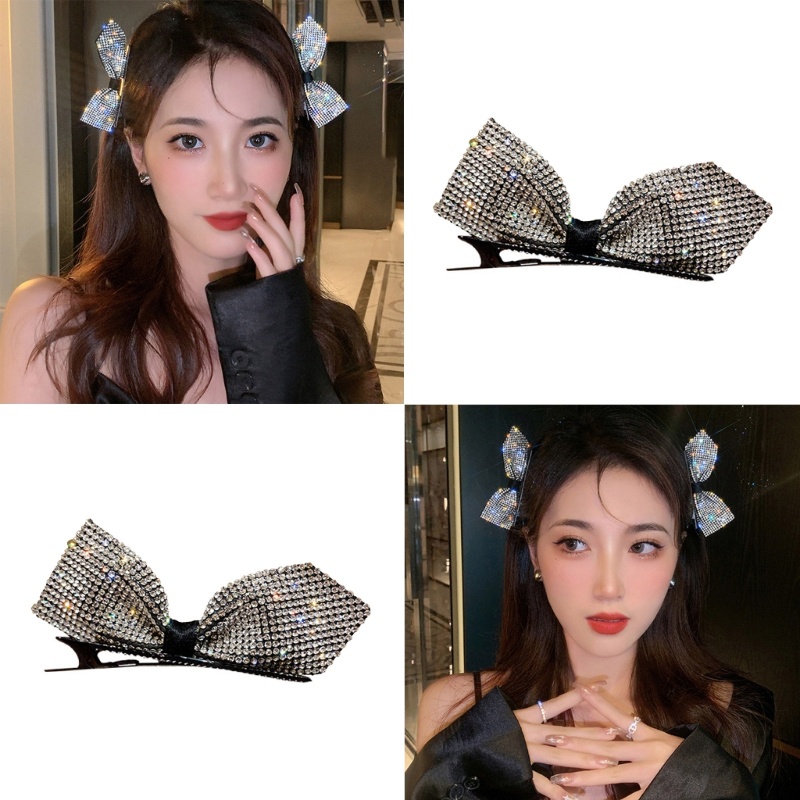 Kẹp Tóc Hình Nơ Đính Đá Phong Cách Năm Mới Cho Nữ