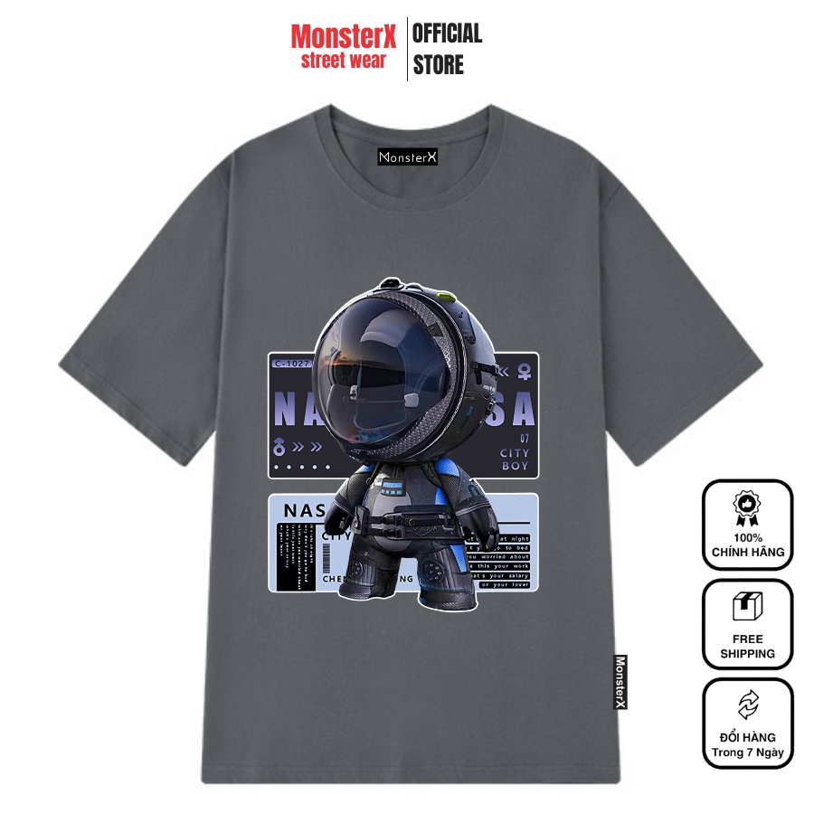 Áo thun unisex MONSTER X STREET Robot Phi Hành Gia phông tay lỡ nam nữ form rộng Local Brand