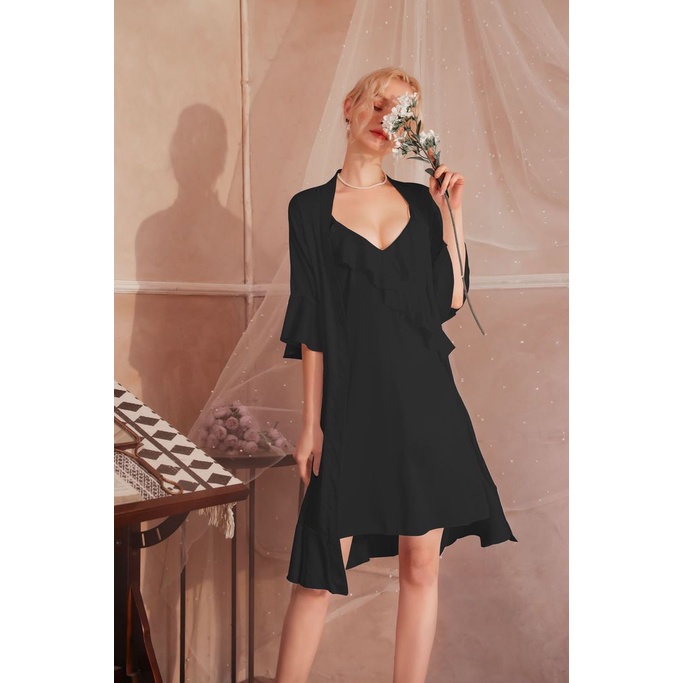 Bộ Đồ Ngủ Bằng Lụa Mát Tay Ngắn Thời Trang Xuân Hè Mới