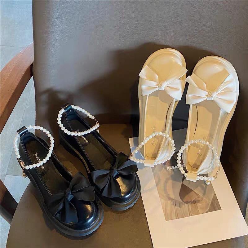 Giày lolita nơ quai ngọc (5cm)