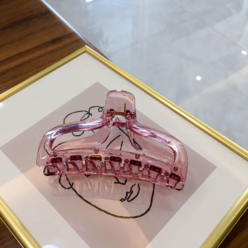 Kẹp Tóc Kiểu Hình Học Lớn Bằng Acrylic Trong Suốt Màu Kẹo 1 Cái