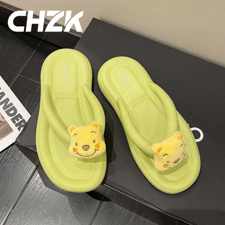 CHZK Dép Xỏ Ngón Chống Trượt Họa Tiết Hoạt Hình Dễ Thương Cho Cặp Đôi