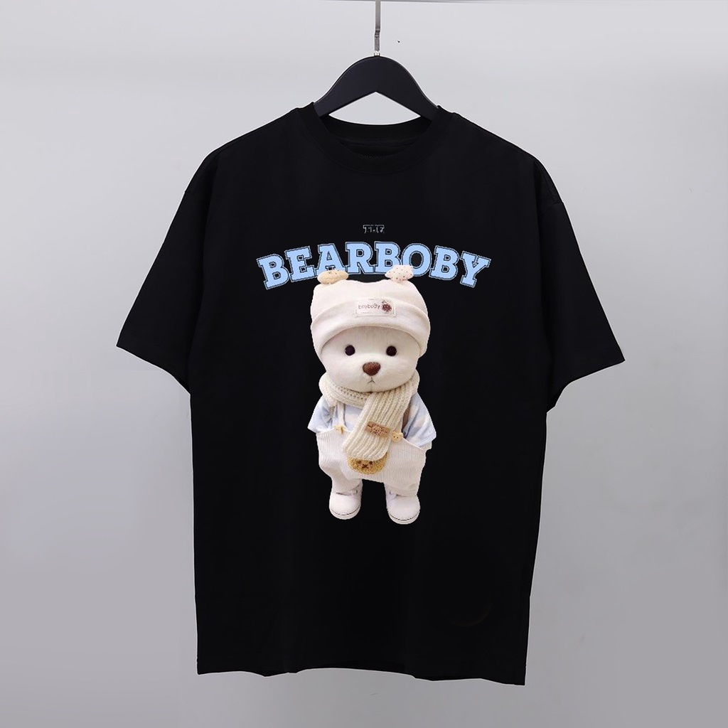 Áo thun Nam nữ Local Brand AZILA163 Tay lỡ From rộng in Gấu BearBoBy chất liệu cotton dày mềm mịn