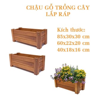 Chậu gỗ xuất khẩu chữ nhật 85x30x30 cm