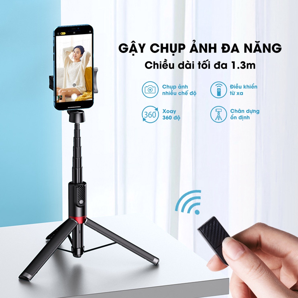 Gậy Chụp Hình Kiêm Tripod Đa Năng 3 Trong 1 kéo dài 1,3M chính hãng Remax-p12  Remax Bảo Hành 3 Tháng 1 Đổi 1