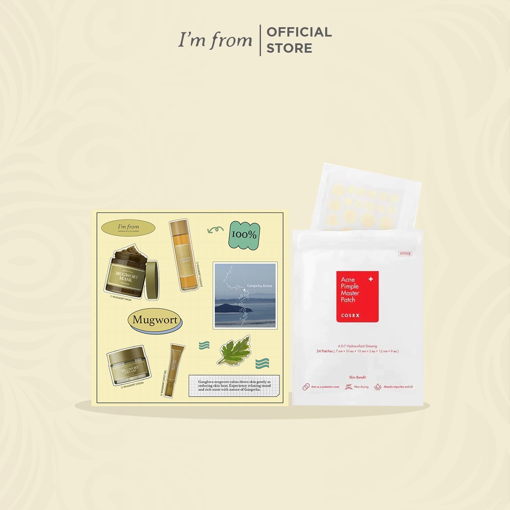  I'm from sticker mugwort line + Cosrx miếng dán mụn Acne Pimple Master Patch