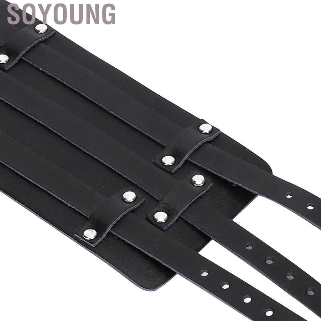 Soyoung 2Pcs Wide Cuff Bracelet Retro Punk Artificial Leather Wrist Belt