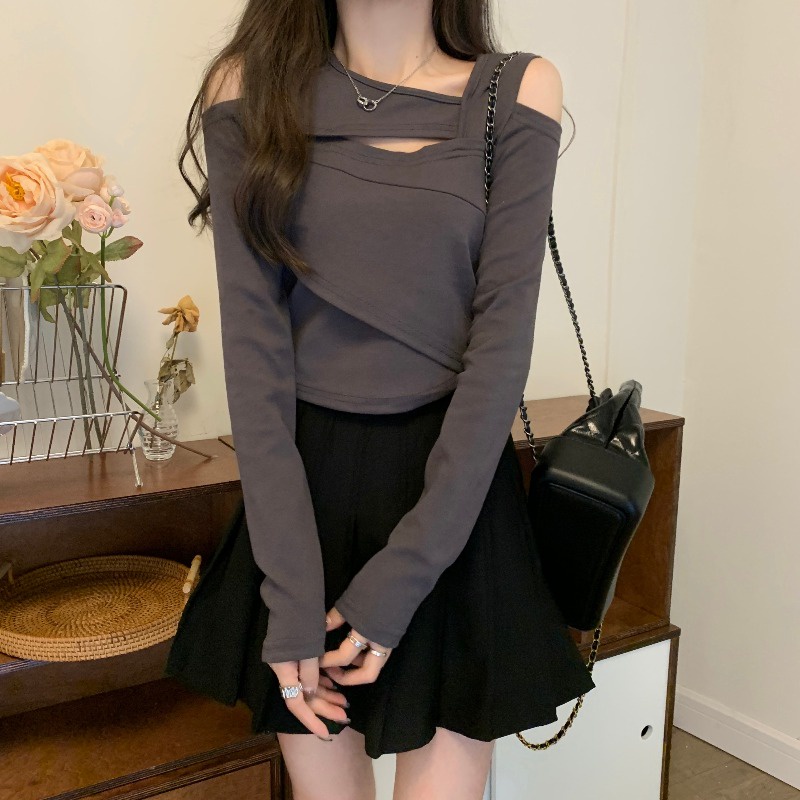 Áo kiểu SUXI tay dài hở vai màu trơn thời trang dành cho nữ