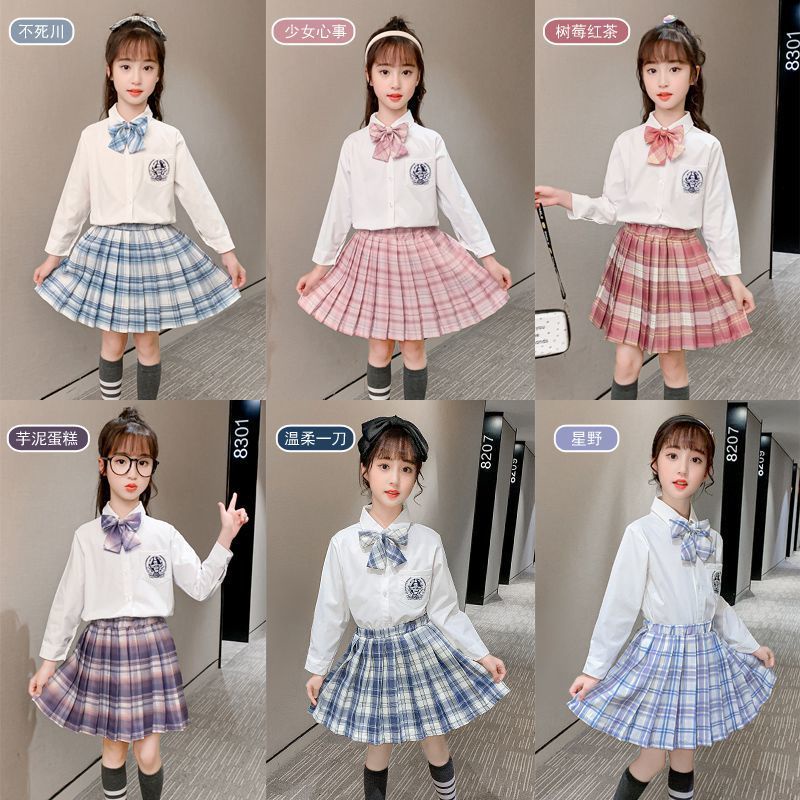★Bộ Đồ Thời Trang Mới Phù Hợp Cho Trẻ Em★Bộ Đồng Phục Học Sinh Với Chân Váy Xếp Ly Đáng Yêu Cho Bé Gái 9 Tuổi 10 Tuổi
