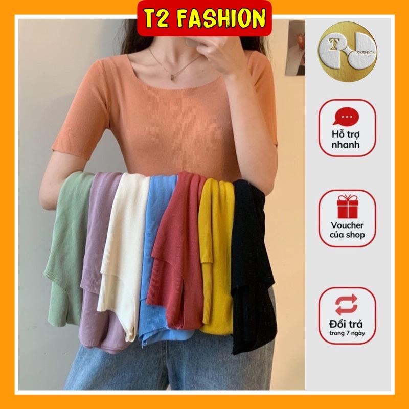 Áo thun cổ vuông kiểu Hàn Quốc T628