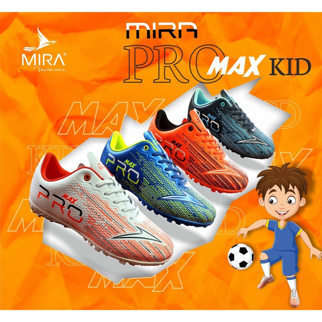 Giày đá banh, Giày bóng đá trẻ em đế đinh sân cỏ nhân tạo Mira Promax TF- Dungcusport