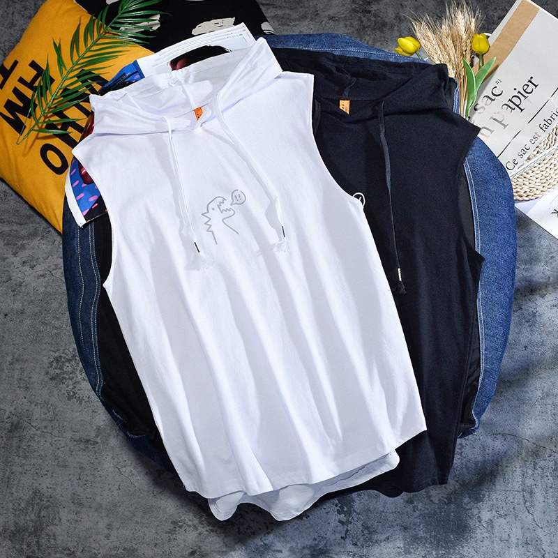 Áo Khoác Thể Thao Không Tay Có Mũ Trùm Cá Tính / Size S-5XL
