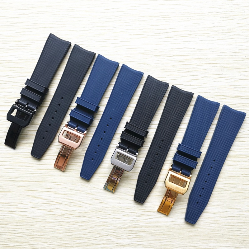 Dây Đeo Đồng Hồ Bằng Cao Su Silicon Chống Bụi 22mm Màu Xanh Dương Đen Thông Dụng