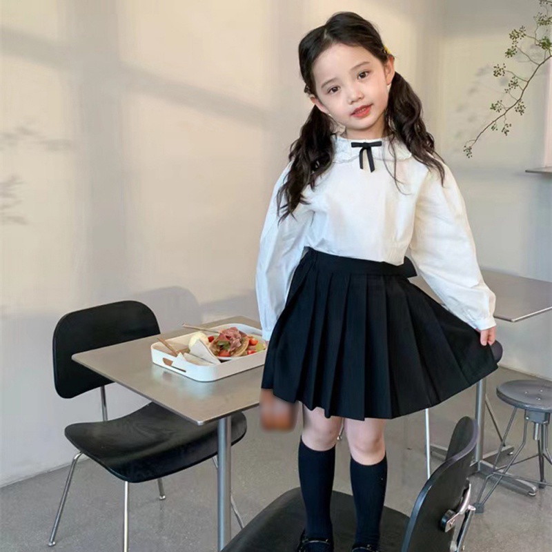 Set Áo Sơ Mi Cổ Búp Bê Và Chân Váy Phong Cách Hàn Quốc Cho Nữ