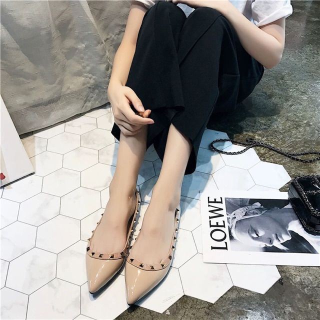 (ORDER) Giày bệt mũi nhọn đinh tán bigsize 30-45 - Ảnh thật