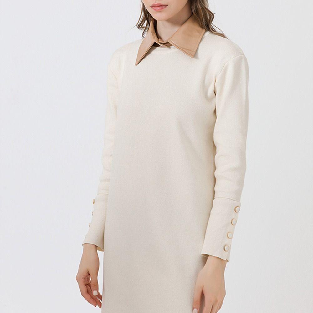 PATH Cổ Áo Sơ Mi Giả Da PU Tháo Rời Được Thời Trang