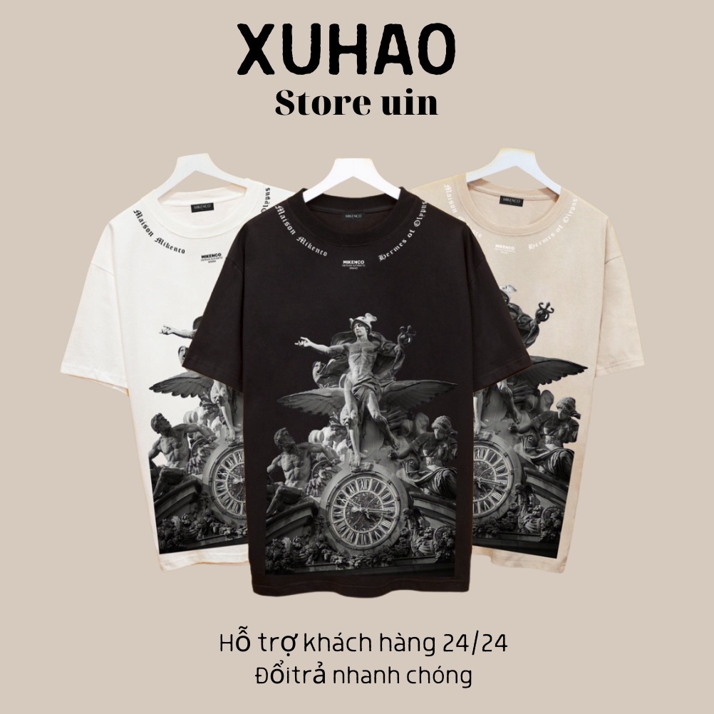 Áo phông mikenco tượng hermes, áo thun tay lỡ form rộng chất thoáng mát (video cận chất)