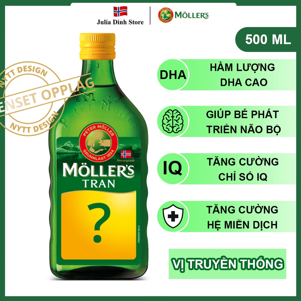 Dầu gan cá tuyết Omega 3 MOLLERS Tran Naturell nội địa Na Uy (500ml) - Hương vị truyền thống