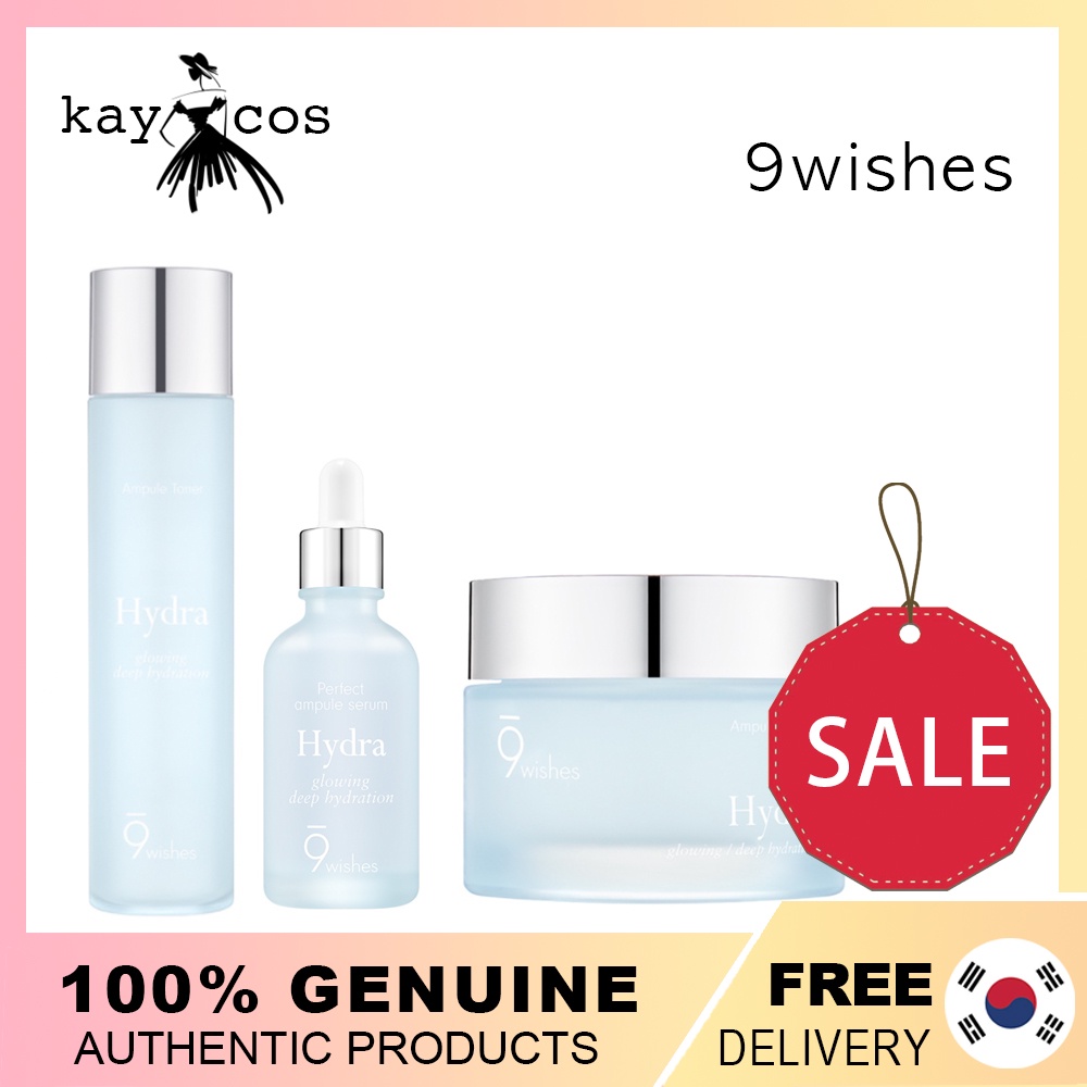 [9wishes] Bộ 3 bước dưỡng ẩm Hydra - Hydra Ampoule Serum / Toner / Cream
