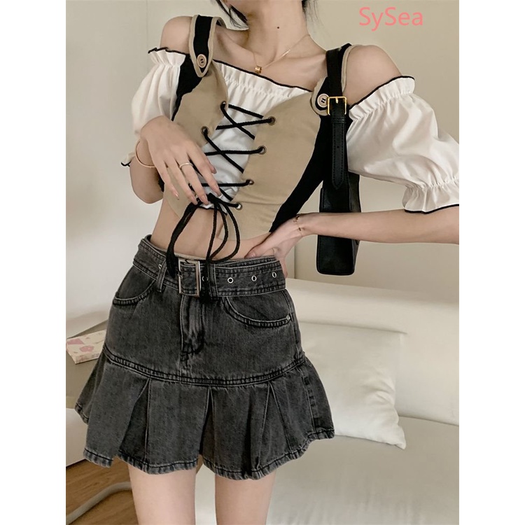 Áo Kiểu Dây Rút Phong Cách Retro Mùa Hè Cho Nữ