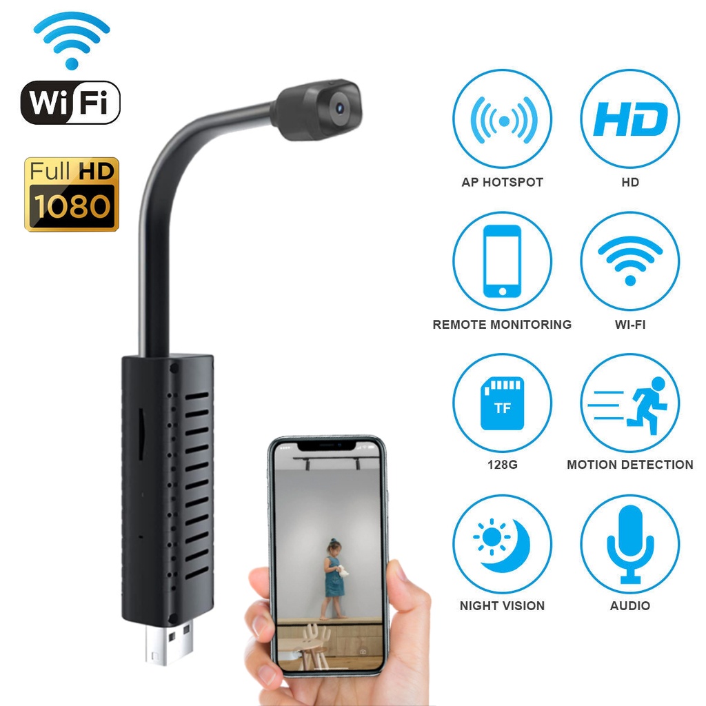 Máy Quay Phim mini 1080p Kết Nối wifi Không Dây Có Tầm Nhìn Ban Đêm