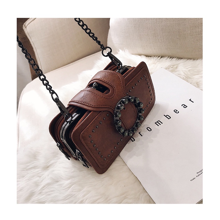 Túi Da Đeo Chéo Chuwanglin Đính Đinh Tán Vintage Cho Nữ