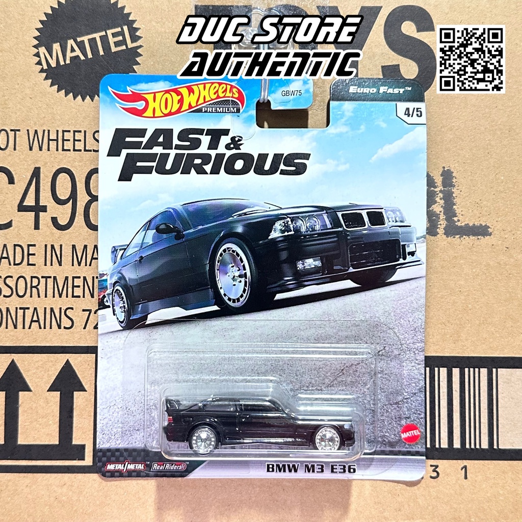ducstore Xe mô hình GBW75 Hot Wheels Fast & Furious Premium BMW M3 E36 Series - bánh cao su
