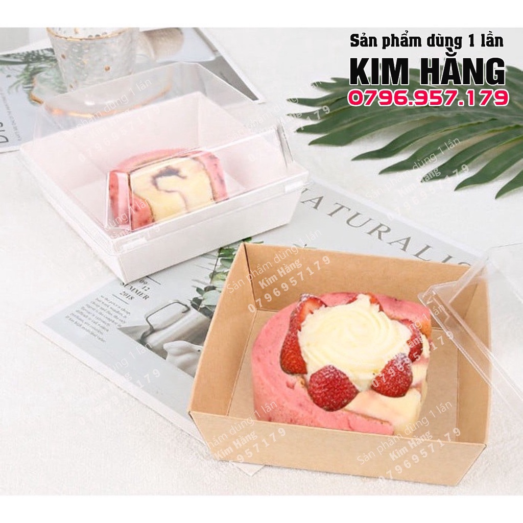 Set 50 hộp kraft E118 đựng bánh bông lan cuộn , đựng bông lan trứng muối , đựng salad trộn,...