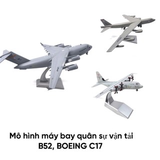 Mô hình máy bay quân sự vận tải b52, boeing c17 hợp kim có bánh xe và đế trưng bày