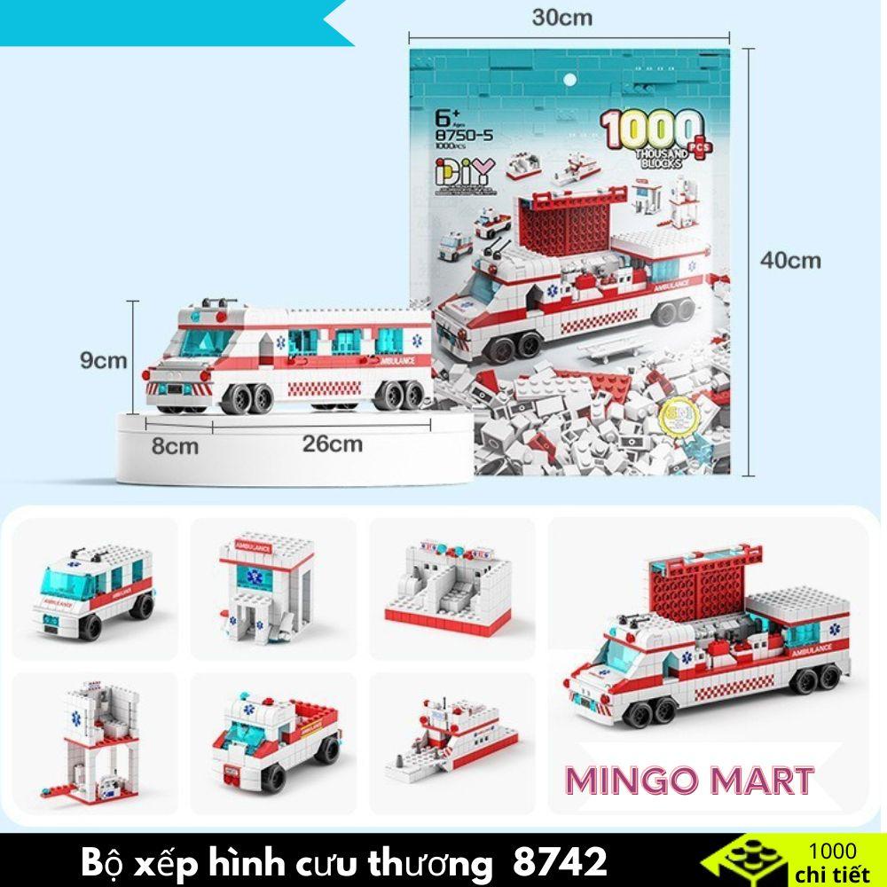 [1000+ chi tiết] Đồ chơi bộ xếp hình sắc màu Tàu Vũ Trụ  , cảnh sát , cứu thương , lâu đai cho bé sáng tạo