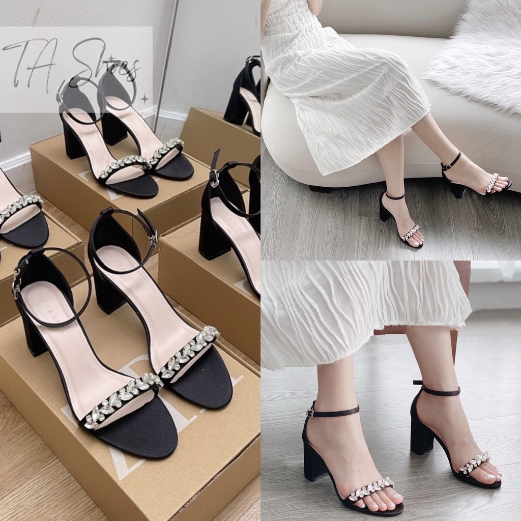 Giày Cao gót nữ quai đá gót trụ 6p mũi tròn Fullbox , Sandal em này đi lên chân siêu sang chảnh và tôn dáng nha