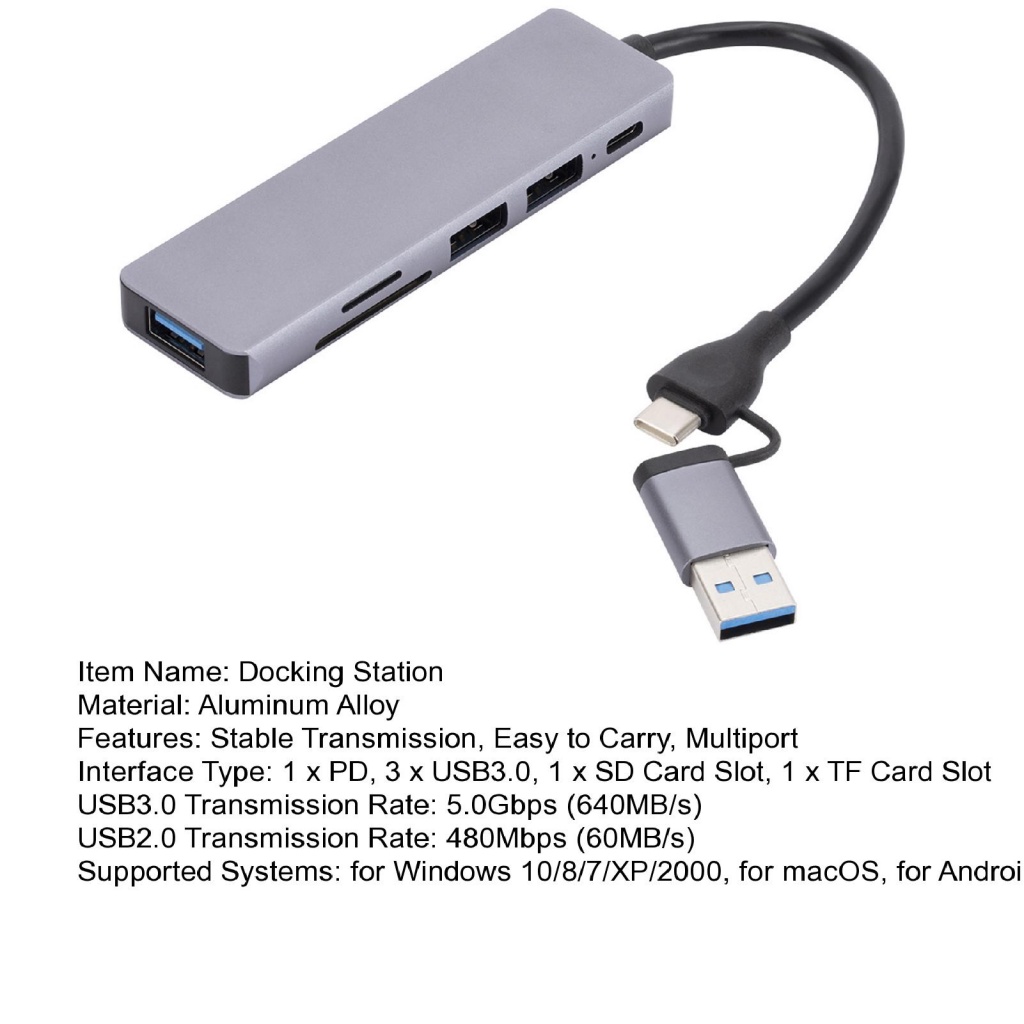 Trạm Sạc Ổn Định Đầu Ra Rộng Tương Thích Với Nhiều Cổng Trình Điều Khiển Dữ Liệu Tốc Độ Cao 6 Trong 1 USB C Cho Máy Tính