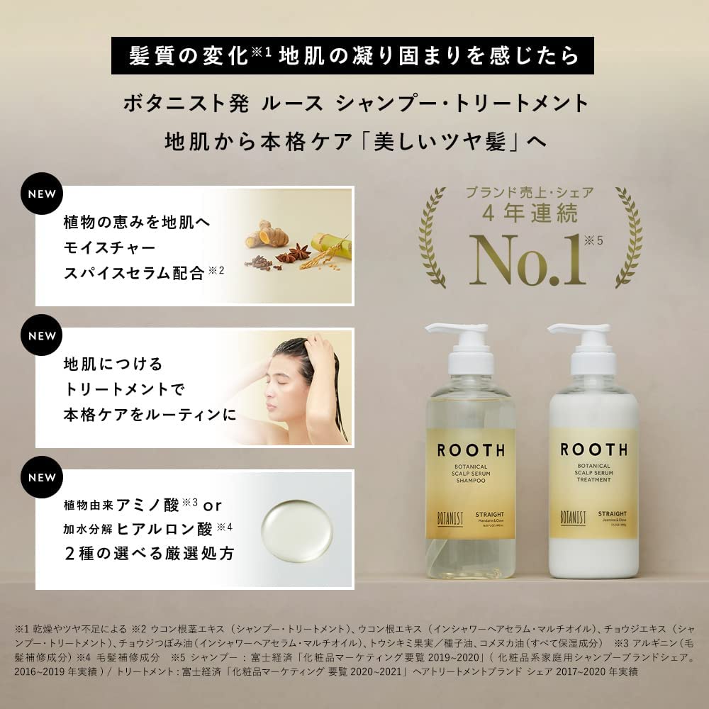Dầu gội từ serum BOTANIST ROOTH Loose Botanical Scalp Serum DÒNG STRAIGHT /màu vàng nhạt phục hồi tóc hư tổn suông thẳng