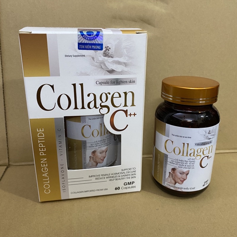 Viên uống sáng da COLLAGEN C++ 60 viên tăng cường nội tiết tố nữ giảm nám sạm ,làm đẹp da - Collagen nhập khẩu Mỹ