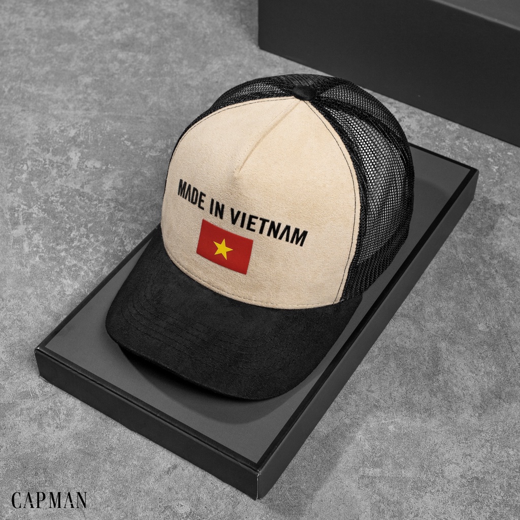 Mũ lưỡi trai thể thao cờ đỏ CAPMAN màu be CM48