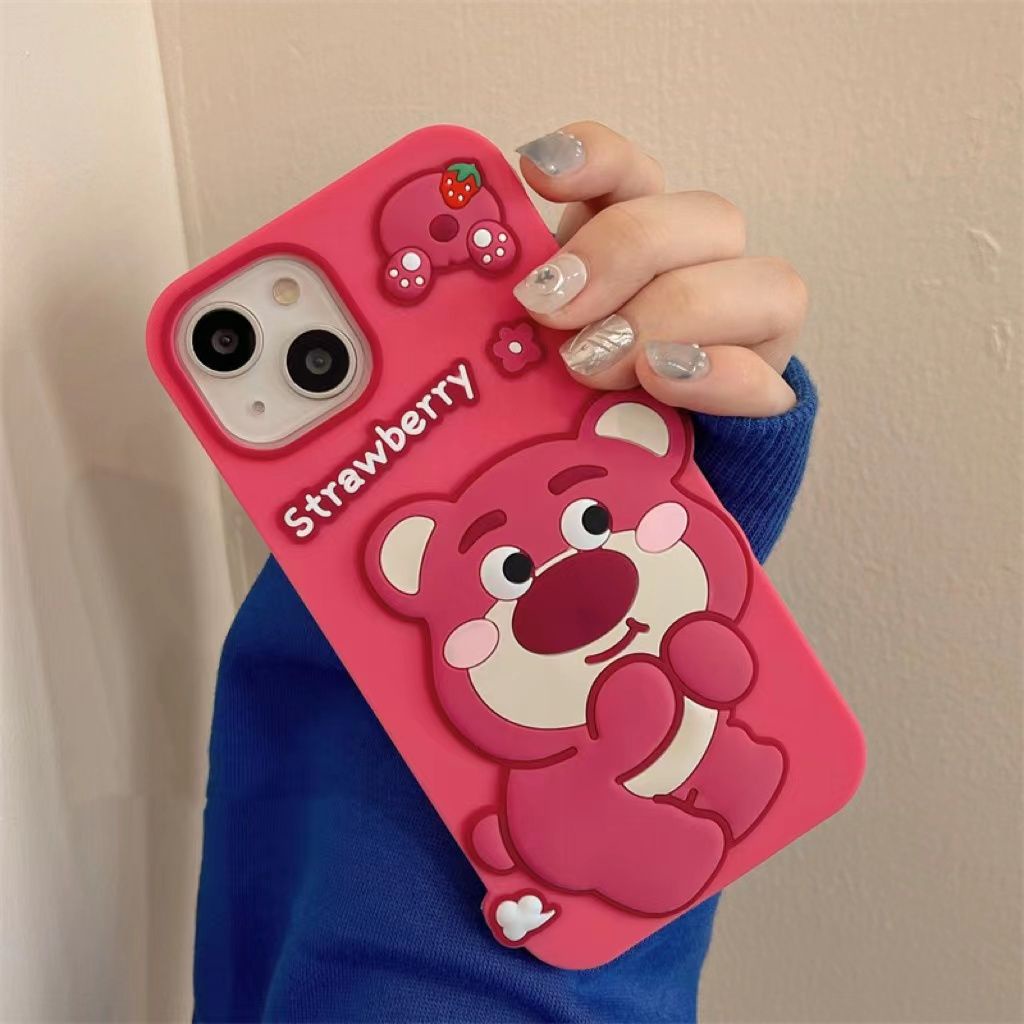 Ốp Điện Thoại Hình Gấu Và Dâu Tây Cho iPhone 14 Pro Max iPhone 14 Pro iPhone 14 iPhone 13 Pro Max iPhone 13 iPhone 12