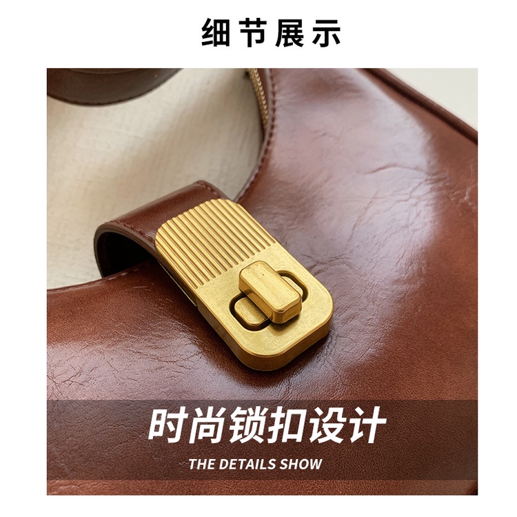 Túi Xách JASMIN NOIR Da PU Đeo Chéo Có Khóa Hình Bán Nguyệt Thời Trang Cho Nữ