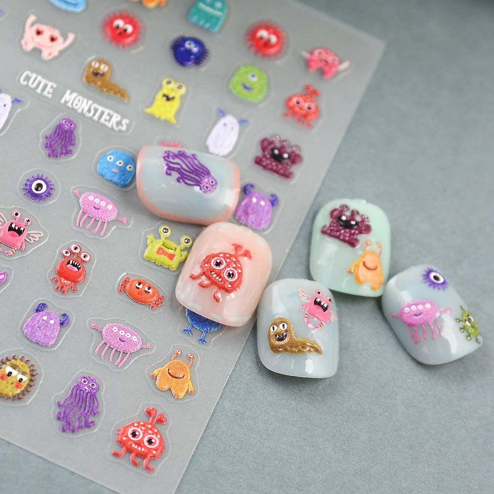 Miếng Dán Trang Trí Móng Tay Hình Mèo / Vịt / Mèo Dễ Thương