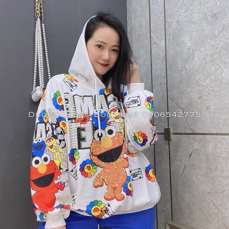 Áo nỉ hoodies đính đá đính ngọc mẫu mới nhất 2023 hàng quảng châu cao cấp
