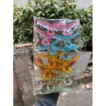 Lố 12 Kẹp tóc càng cua đan chéo nhiều mẫu size to kiểu Hàn Quốc