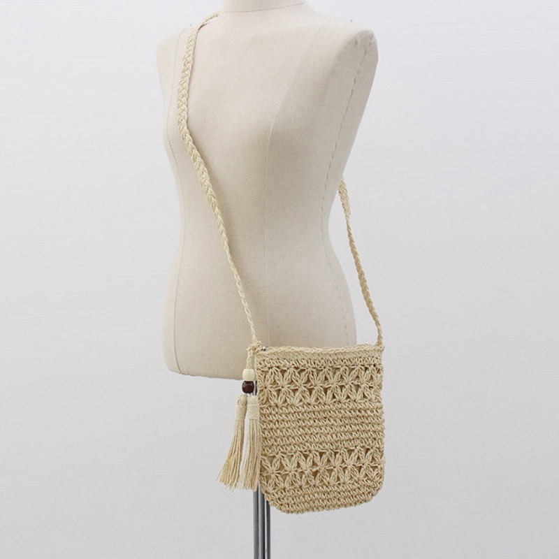 Túi cói Đan Lát Phối Tua Rua Thời Trang Cho Nữ