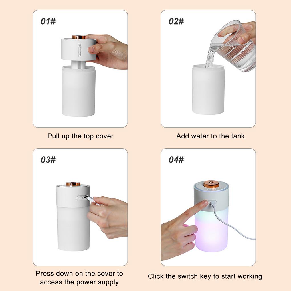 máy phun sương h2o humidifier Máy Phun Sương Tạo Độ Ẩm Không Khí Mini Có Đèn Ngủ Tiện Lợi