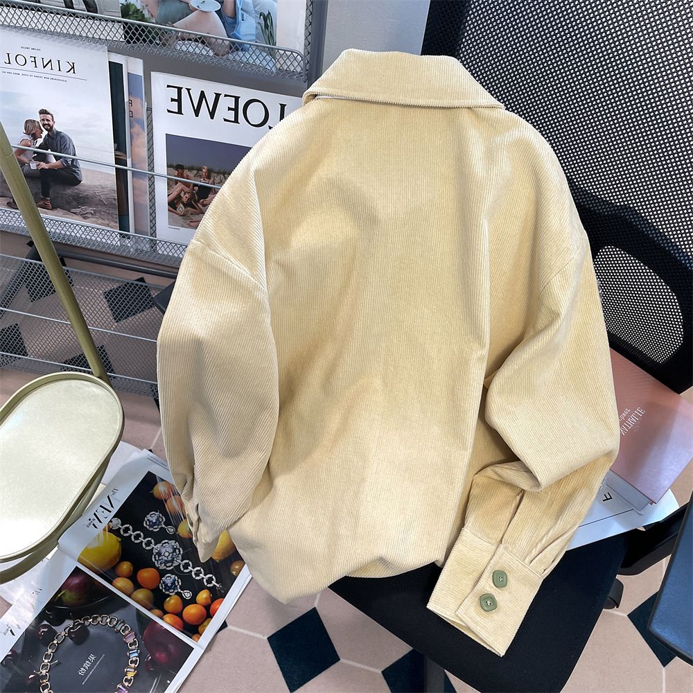 Áo Sơ Mi Tay Dài Vải Nhung Phong Cách Hong Kong Thời Trang Xuân Thu Cho Cặp Đôi