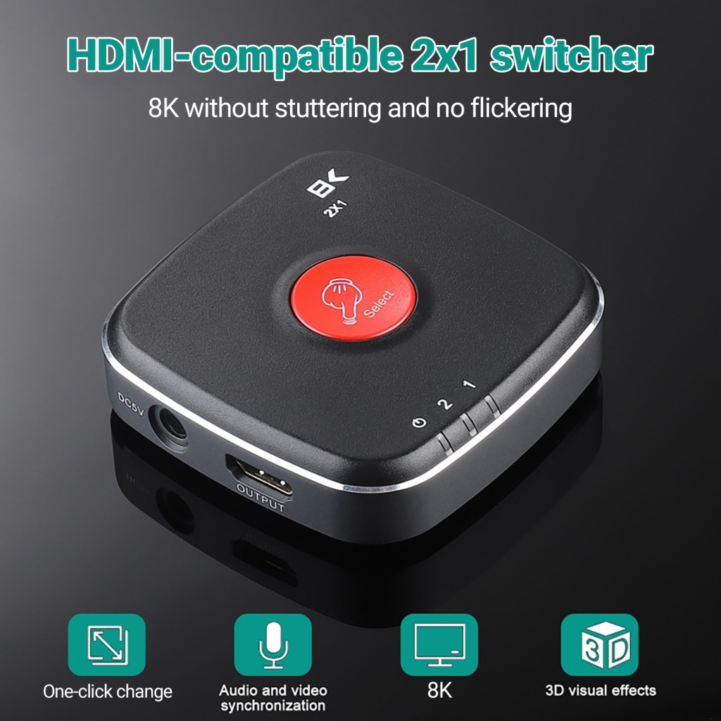 Bộ Chuyển Đổi Chia Tín Hiệu HDMI 2X1 4K @ 120Hz 8K @ 30Hz Có Nút Công Tắc Cho Đầu DVD