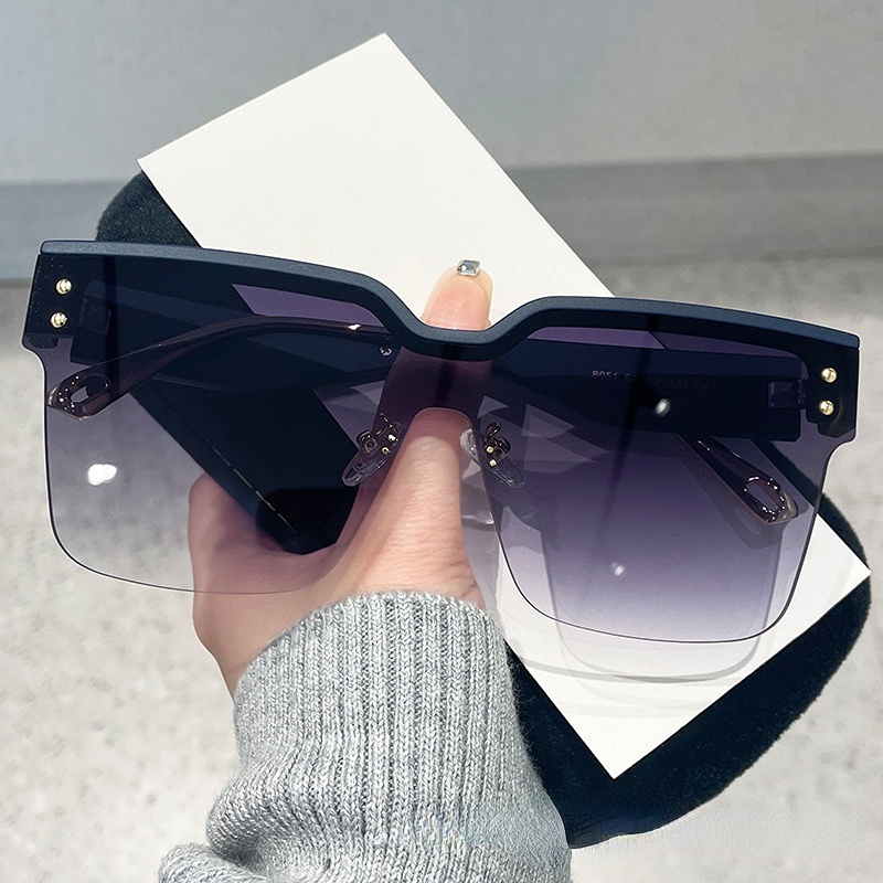 Kính Mát Một Nửa Gọng Chống Tia UV Phong Cách Âu Mỹ Thời Trang Mới Cho Nữ