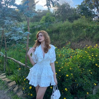 Đầm xoè 2 tầng tay phồng phối bèo Sweetie Dress_Mooniclothes