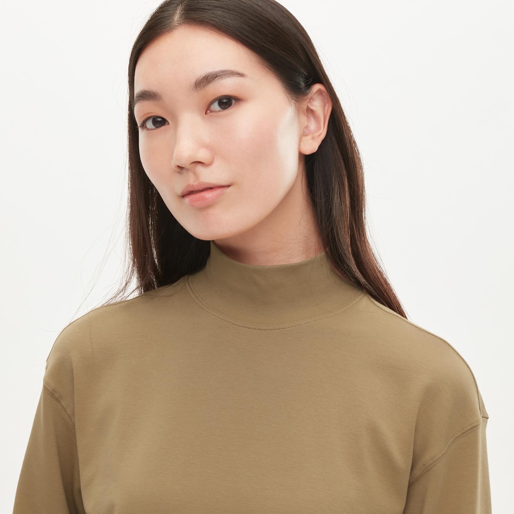 Áo Giữ Nhiệt Nữ UNIQLO❤️Nhật U HEATTECH Cotton Cổ Cao Form Rộng - 452620