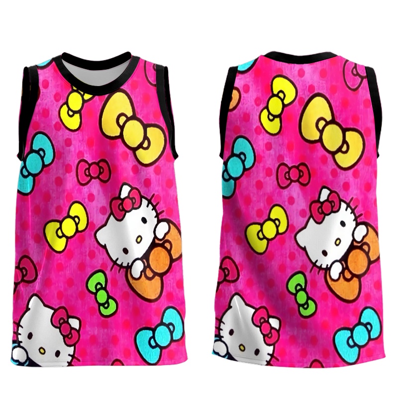 Áo Khoác Bóng Chày Thể Thao Không Tay Hình Hello Kitty Đơn Giản Và Dễ Thương Nhanh Khô