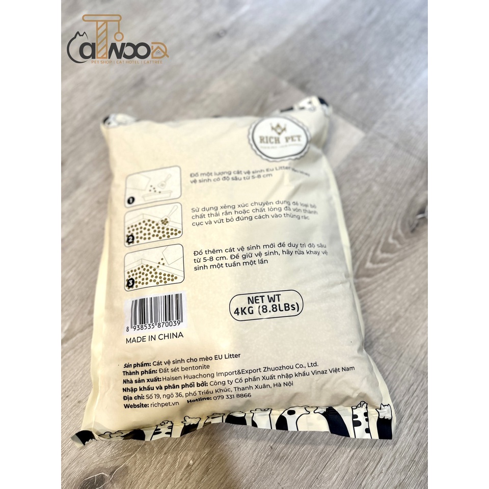 Cát vệ sinh EU siêu vón cho mèo 4kg-8kg